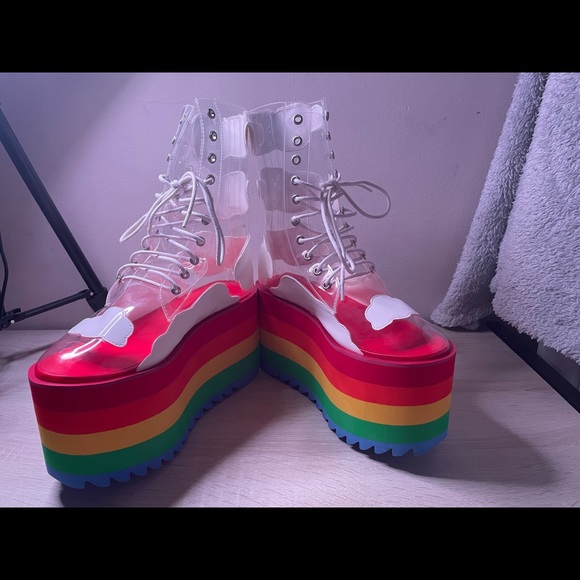 🌈Rainbow Clear Platform Boots☁️ - Picture 2 of 7